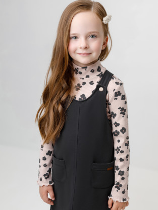 Сарафан для девочки, артикул: КР 5951, цвет: темно-серый