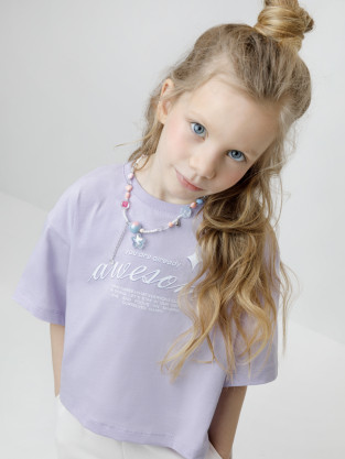 Футболка для девочки, артикул: КР 302936, цвет: фиолетовый