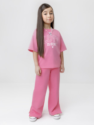 Брюки для девочки, артикул: КР 400935, цвет: ярко-розовый