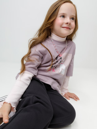 Брюки для девочки, артикул: КР 400866, цвет: темно-серый