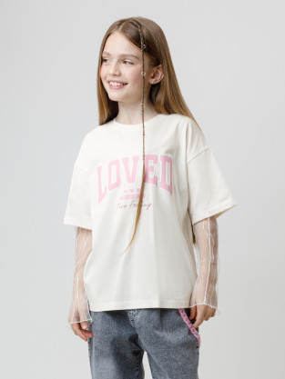 Футболка для девочки, артикул: КР 302838, цвет: светло-розовый