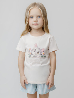 Футболка для девочки, артикул: КР 302993, цвет: сахар