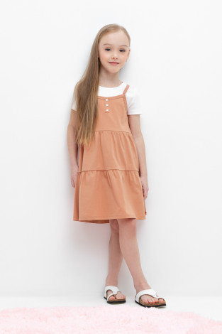 Сарафан для девочки, артикул: КР 5799, цвет: коричневый