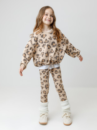 Лосины для девочки, артикул: КР 4074, цвет: бежевый